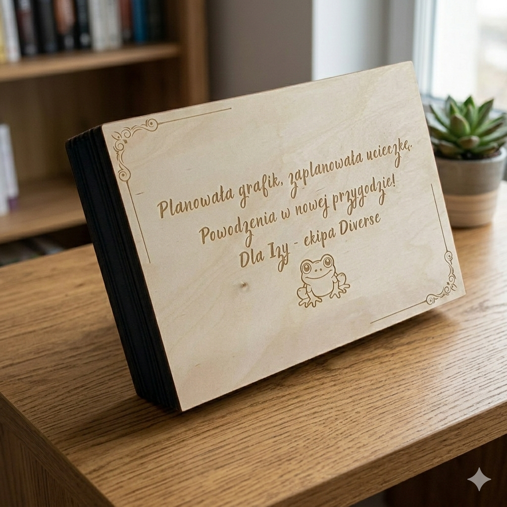 Drewniane pudełko z grawerem, na skarby 40x30x13 - obrazek 4