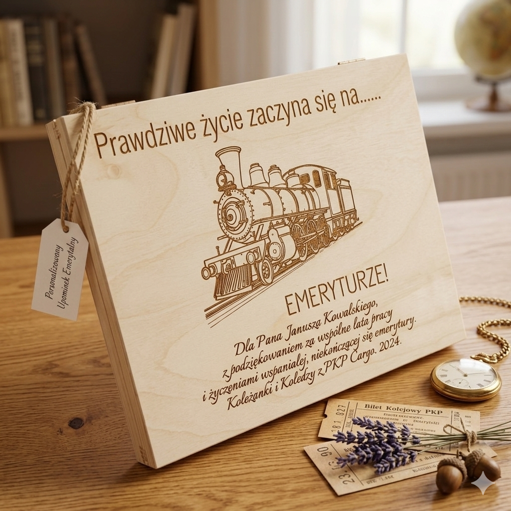 Drewniane pudełko z grawerem, na czekoladki Merci lub kartki życzeniowe, 21,5x17,8x2,8 - obrazek 2