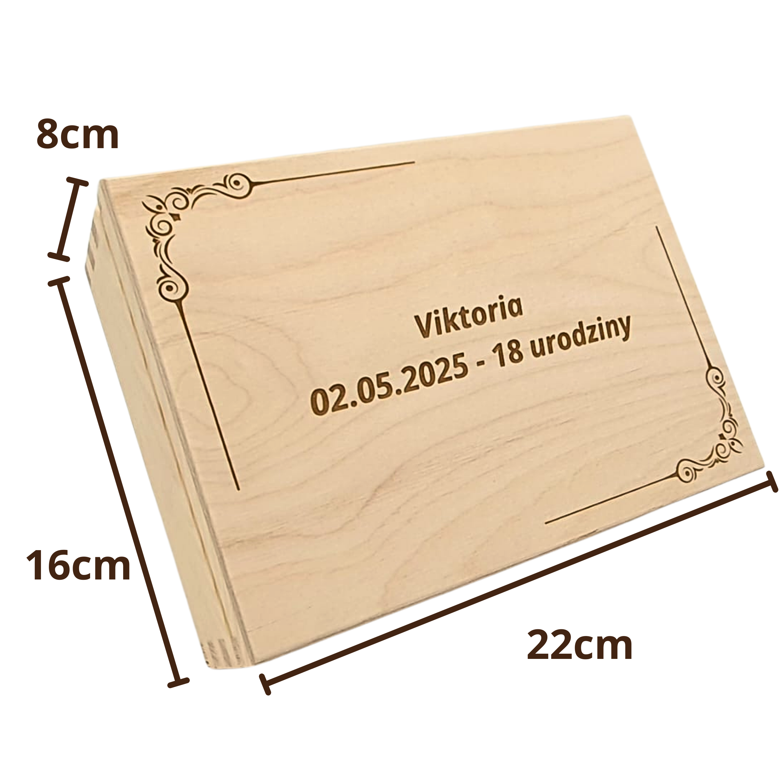 Drewniane pudełko z grawerem, na skarby 40x30x13 - obrazek 7